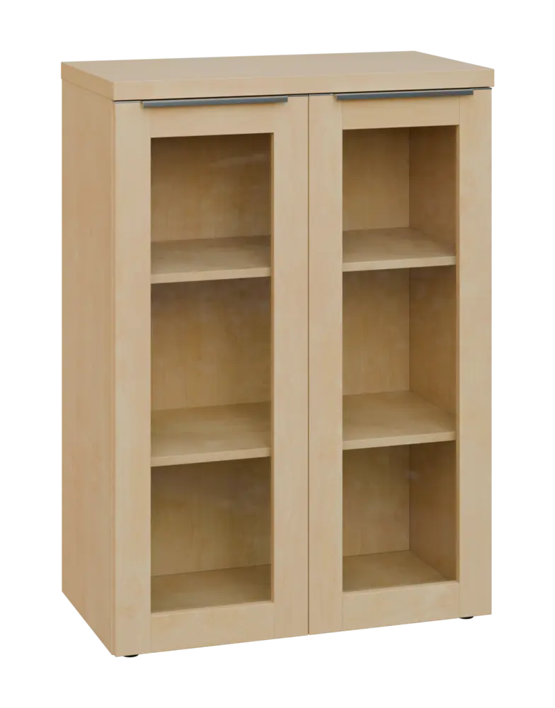 SIN 3 - 8S kancelářská skříň, 2-dveřová/prosklená, 1120x800x400, bříza světlá